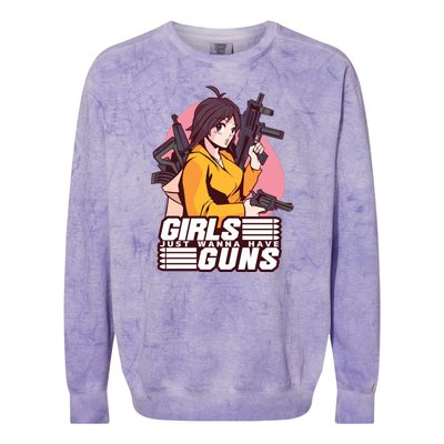 Girls Just Wanna Have Guns Anime Colorblast Crewneck Sweatshirt