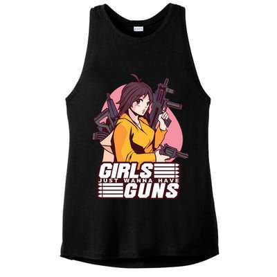 Girls Just Wanna Have Guns Anime Ladies PosiCharge Tri-Blend Wicking Tank