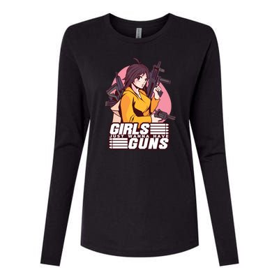 Girls Just Wanna Have Guns Anime Womens Cotton Relaxed Long Sleeve T-Shirt