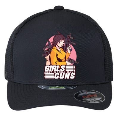 Girls Just Wanna Have Guns Anime Flexfit Unipanel Trucker Cap