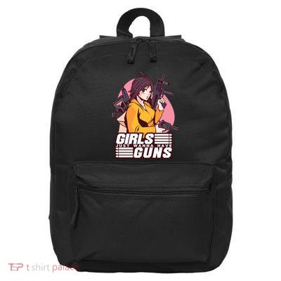 Girls Just Wanna Have Guns Anime 16 in Basic Backpack