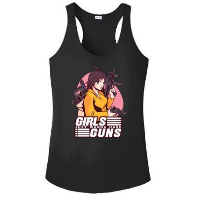 Girls Just Wanna Have Guns Anime Ladies PosiCharge Competitor Racerback Tank