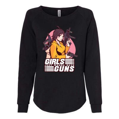 Girls Just Wanna Have Guns Anime Womens California Wash Sweatshirt