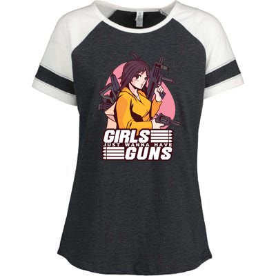 Girls Just Wanna Have Guns Anime Enza Ladies Jersey Colorblock Tee