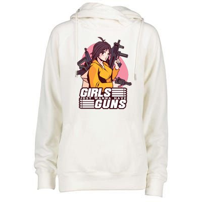 Girls Just Wanna Have Guns Anime Womens Funnel Neck Pullover Hood