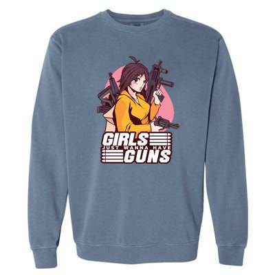 Girls Just Wanna Have Guns Anime Garment-Dyed Sweatshirt