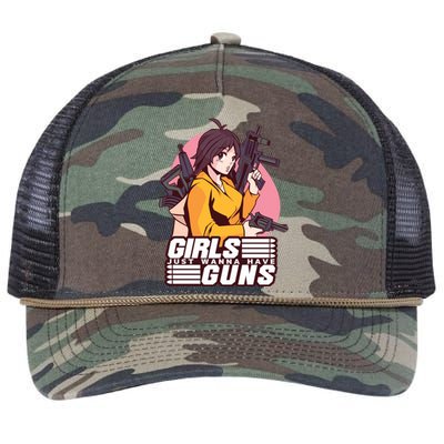 Girls Just Wanna Have Guns Anime Retro Rope Trucker Hat Cap