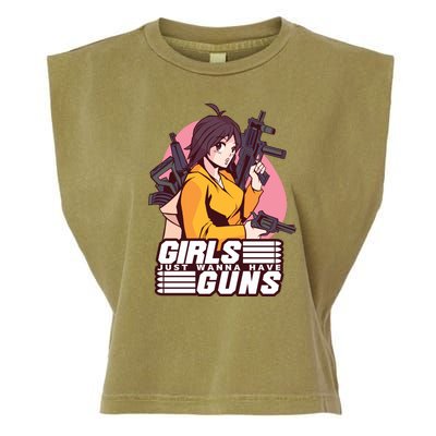 Girls Just Wanna Have Guns Anime Garment-Dyed Women's Muscle Tee