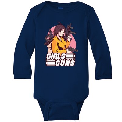 Girls Just Wanna Have Guns Anime Baby Long Sleeve Bodysuit