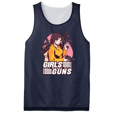 Girls Just Wanna Have Guns Anime Mesh Reversible Basketball Jersey Tank