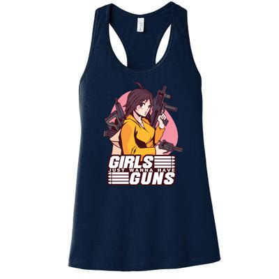 Girls Just Wanna Have Guns Anime Women's Racerback Tank