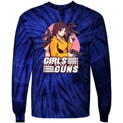 Girls Just Wanna Have Guns Anime Tie-Dye Long Sleeve Shirt