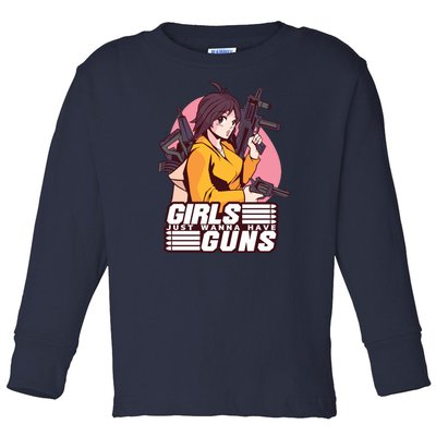 Girls Just Wanna Have Guns Anime Toddler Long Sleeve Shirt