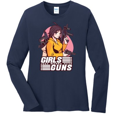 Girls Just Wanna Have Guns Anime Ladies Long Sleeve Shirt