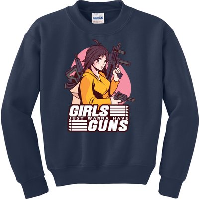 Girls Just Wanna Have Guns Anime Kids Sweatshirt