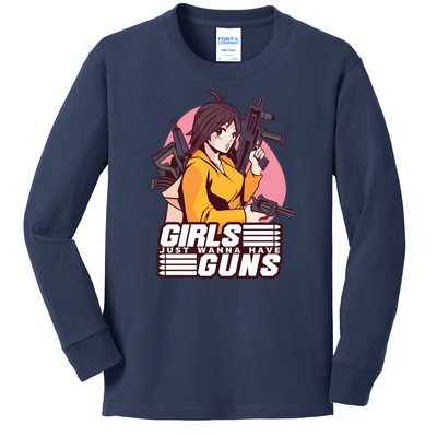 Girls Just Wanna Have Guns Anime Kids Long Sleeve Shirt