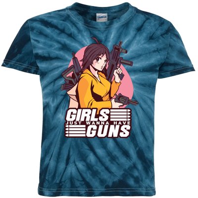 Girls Just Wanna Have Guns Anime Kids Tie-Dye T-Shirt