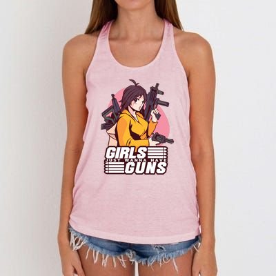 Girls Just Wanna Have Guns Anime Women's Knotted Racerback Tank