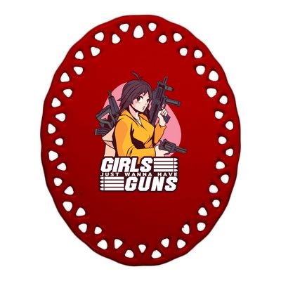 Girls Just Wanna Have Guns Anime Ceramic Oval Ornament