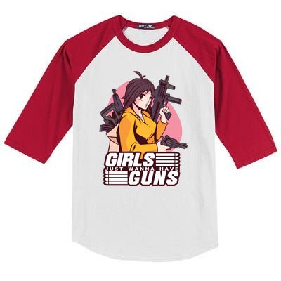 Girls Just Wanna Have Guns Anime Kids Colorblock Raglan Jersey