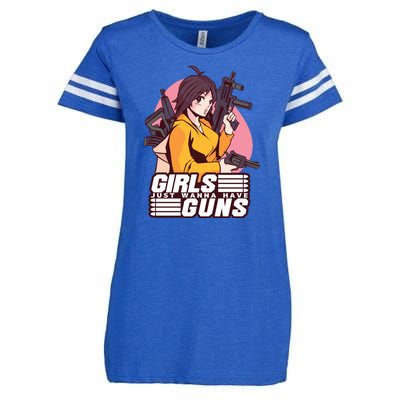 Girls Just Wanna Have Guns Anime Enza Ladies Jersey Football T-Shirt