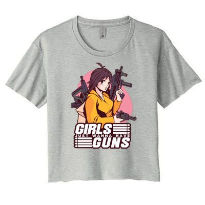 Girls Just Wanna Have Guns Anime Women's Crop Top Tee