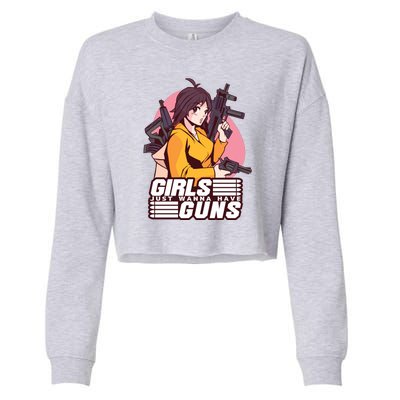 Girls Just Wanna Have Guns Anime Cropped Pullover Crew