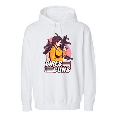 Girls Just Wanna Have Guns Anime Garment-Dyed Fleece Hoodie