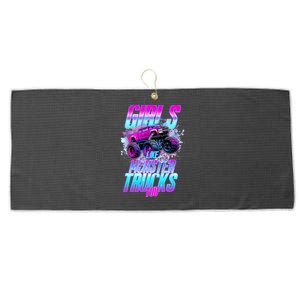 Girls Like Monster Trucks Too Large Microfiber Waffle Golf Towel