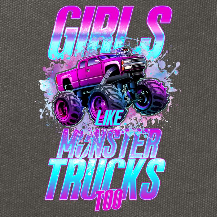 Girls Like Monster Trucks Too Cotton Canvas Backpack