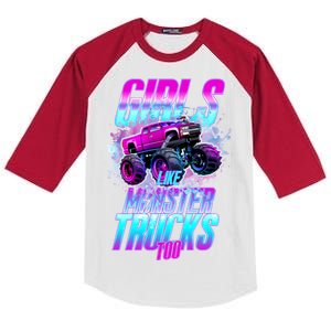 Girls Like Monster Trucks Too Kids Colorblock Raglan Jersey