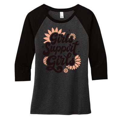 Girls Support Girls Women's Tri-Blend 3/4-Sleeve Raglan Shirt