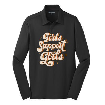 Girls Support Girls Vintage Silk Touch Performance Long Sleeve Polo