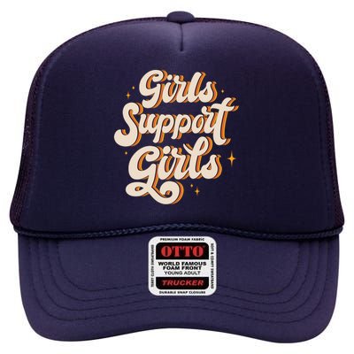 Girls Support Girls Vintage High Crown Mesh Back Trucker Hat