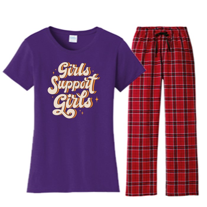 Girls Support Girls Vintage Women's Flannel Pajama Set