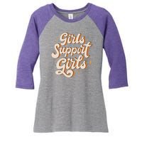 Girls Support Girls Vintage Women's Tri-Blend 3/4-Sleeve Raglan Shirt