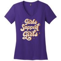 Girls Support Girls Vintage Women's V-Neck T-Shirt