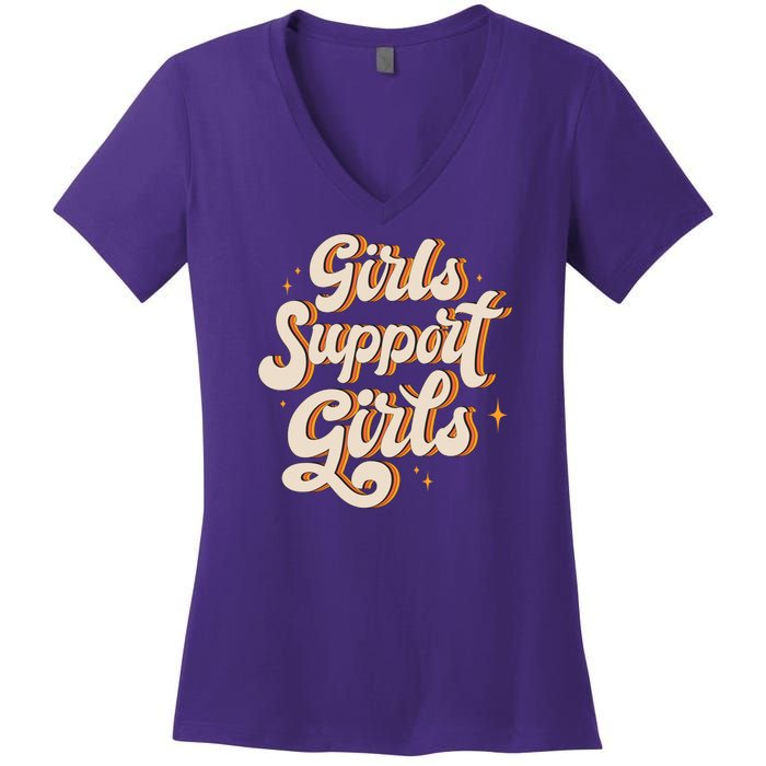 Girls Support Girls Vintage Women's V-Neck T-Shirt