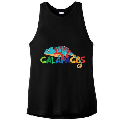 Galapagos Islands Summer Colorful Chameleon Exotic Animal Ladies PosiCharge Tri-Blend Wicking Tank