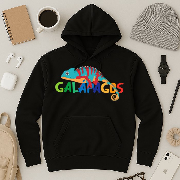 Galapagos Islands Summer Colorful Chameleon Exotic Animal Hoodie