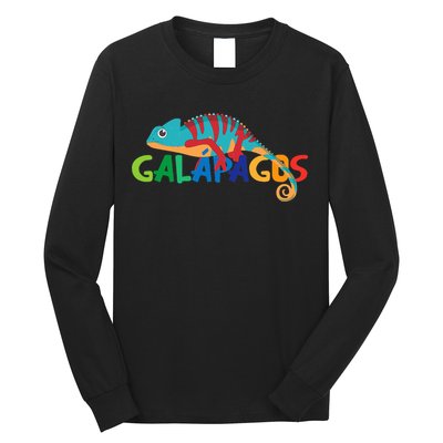 Galapagos Islands Summer Colorful Chameleon Exotic Animal Long Sleeve Shirt