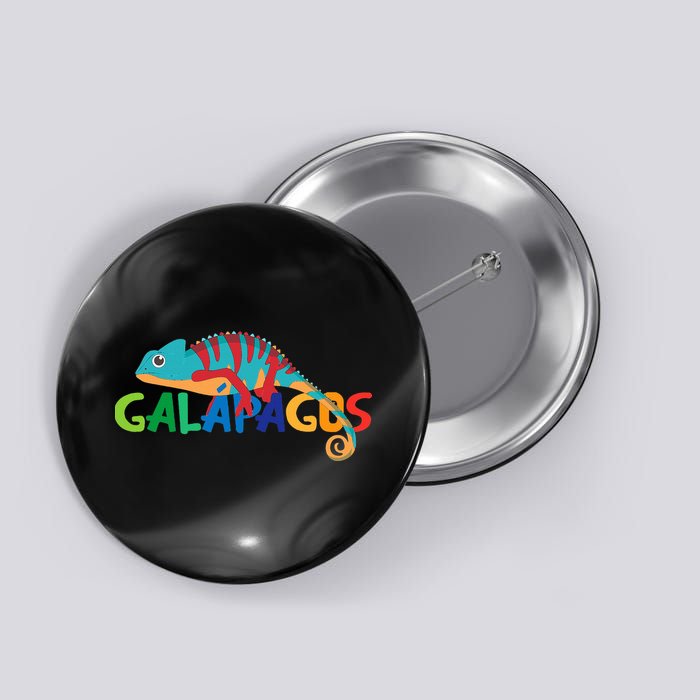 Galapagos Islands Summer Colorful Chameleon Exotic Animal Button