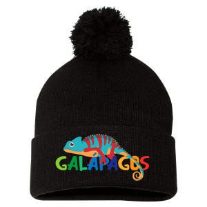 Galapagos Islands Summer Colorful Chameleon Exotic Animal Pom Pom 12in Knit Beanie