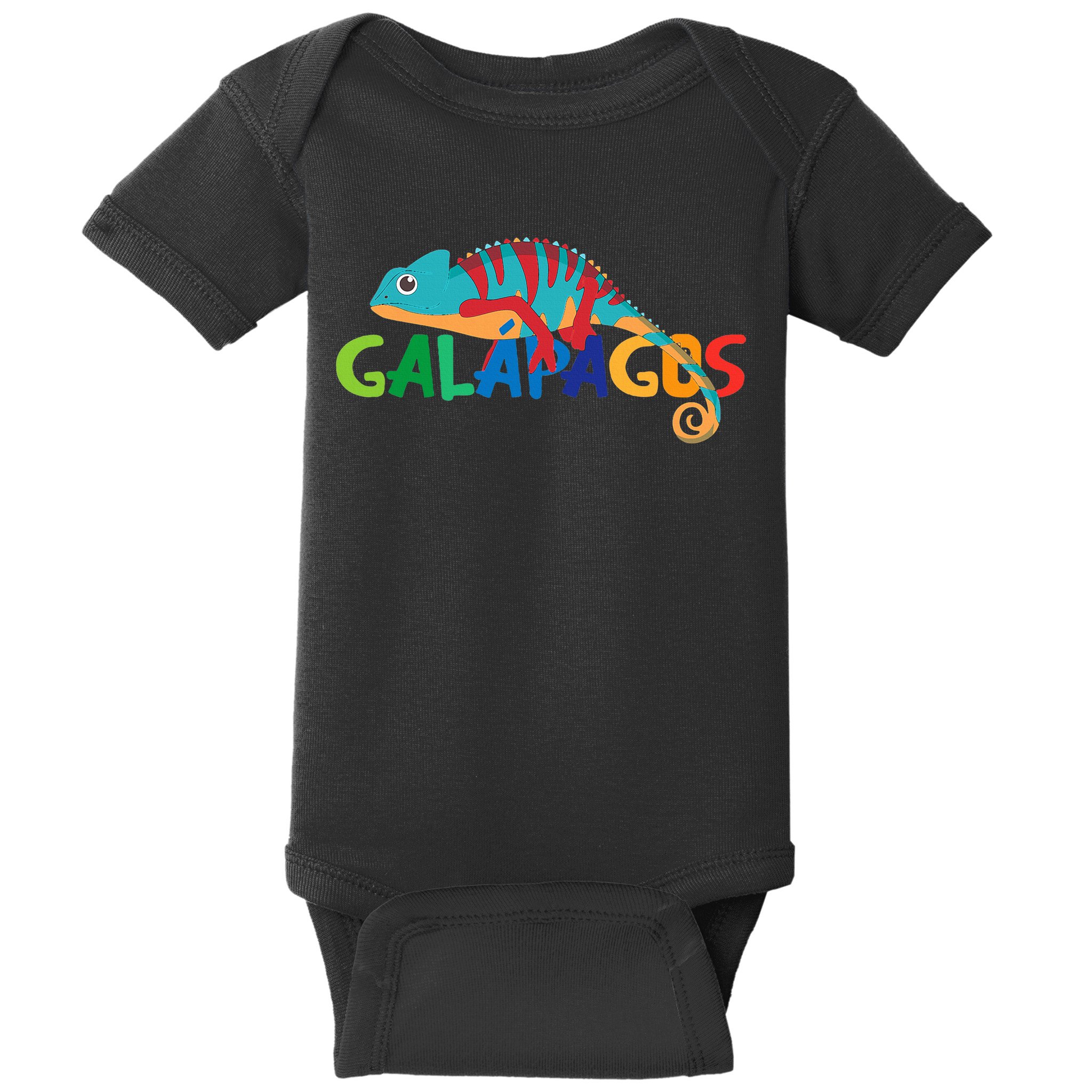 Galapagos Islands Summer Colorful Chameleon Exotic Animal Baby Bodysuit