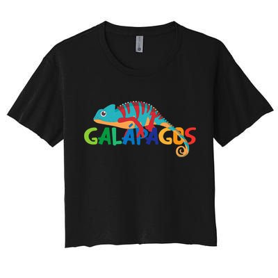 Galapagos Islands Summer Colorful Chameleon Exotic Animal Crop Top
