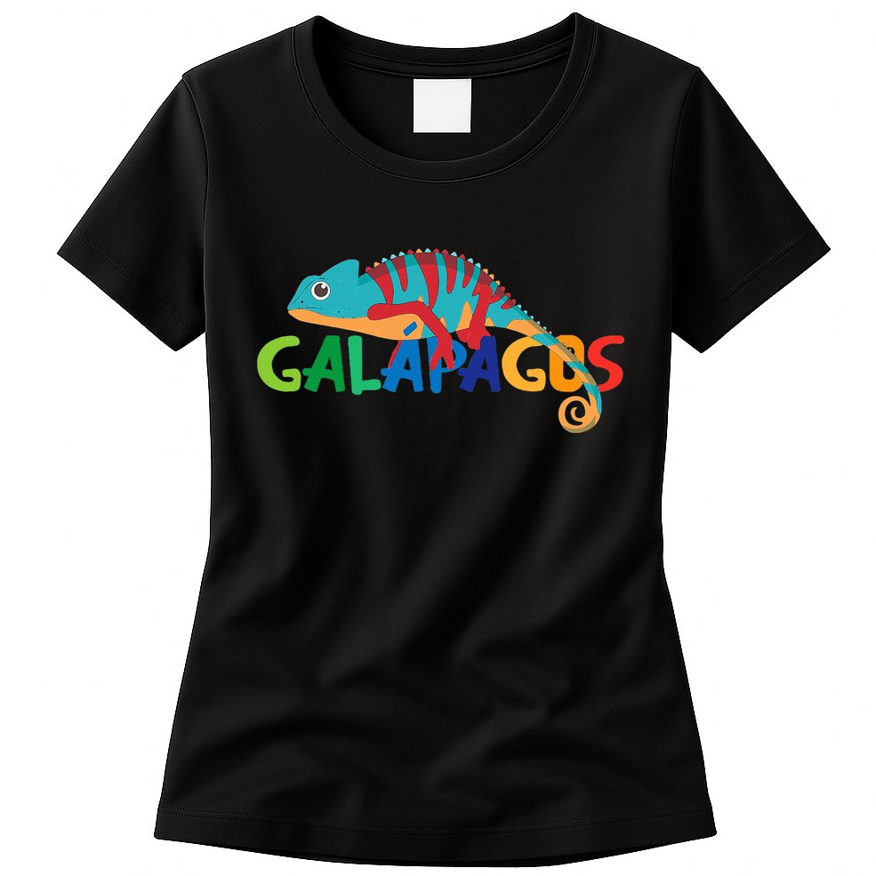 Galapagos Islands Summer Colorful Chameleon Exotic Animal Womens T-Shirt