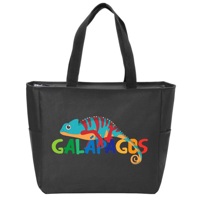 Galapagos Islands Summer Colorful Chameleon Exotic Animal Zip Tote Bag