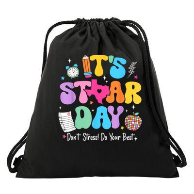 Groovy It's Staar Day Don't Stress Do Your Best Test Day  Drawstring Bag