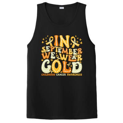 Groovy In September We Wear Gold Childhood Cancer Awareness Rainbow Ribbon PosiCharge Competitor Tank