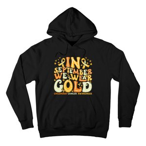 Groovy In September We Wear Gold Childhood Cancer Awareness Hoodie